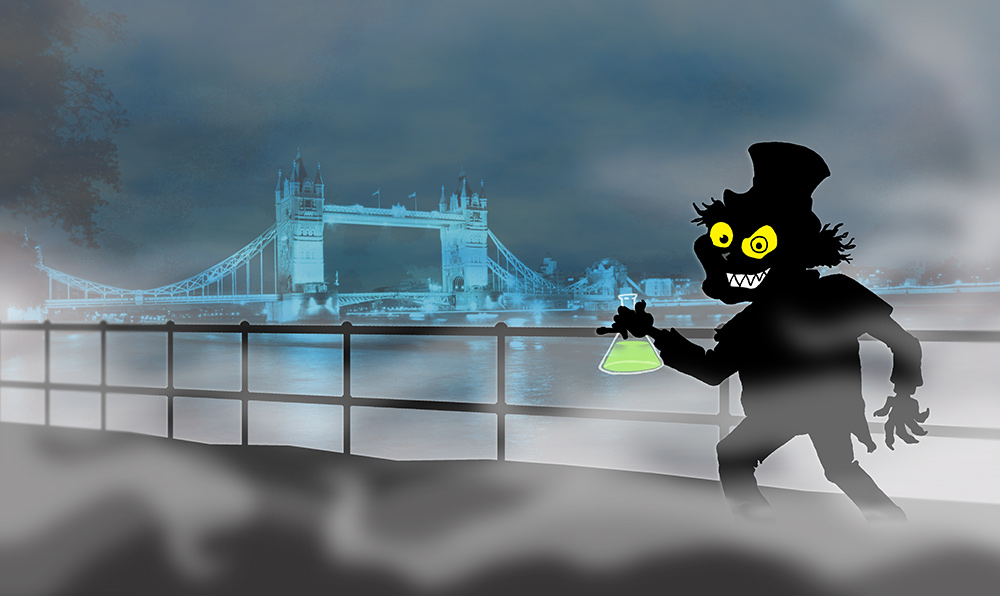 Mr Hyde lurks in front of London Bridge