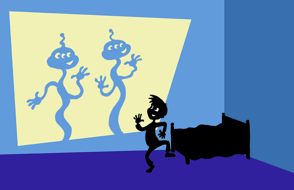 An early test image for author/illustrator Timothy Young's book Shadows On My Wall.