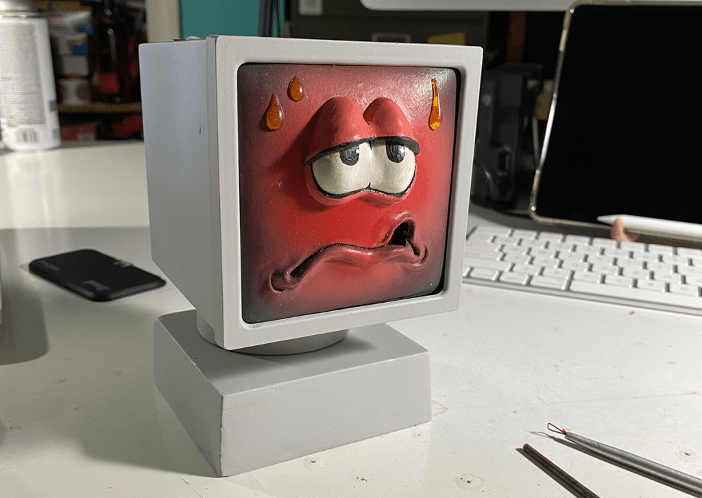 The partially restored computer for the Illustrator Timothy Young's Computer Virus 3D illustration.